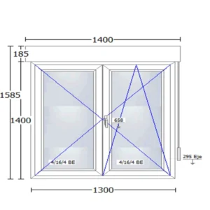 medidas Ventana PVC Blanca Cortizo Apertura Interior Abisagrada 70 1300 x 1400